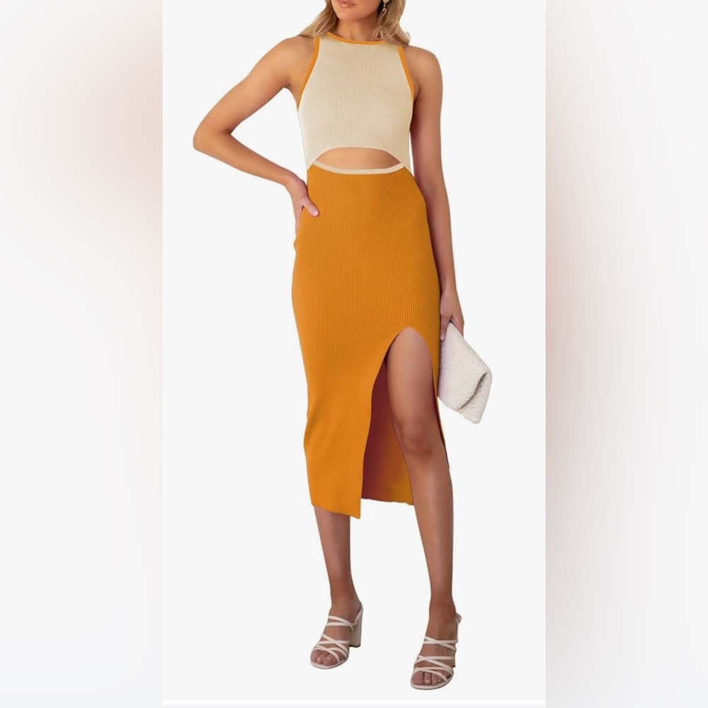 Orange Midi Dress by Pink Queen Size S NWOT